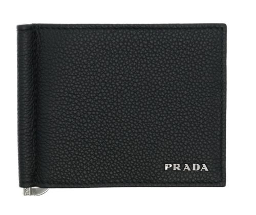 Prada Wallet Leather Bi-Fold Card Holder Money Clip Black – THE FINER